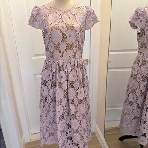 SELF PORTRAIT FLORAL LACE MIDI DRESS PURPLE US 10